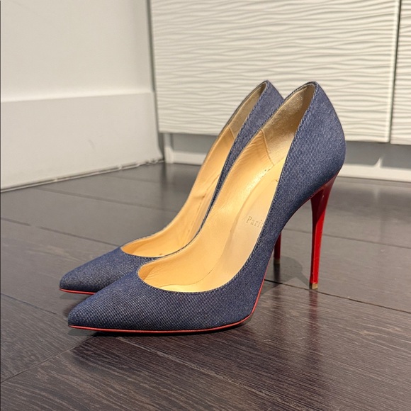 Christian Louboutin Denim Blue Heels Pigale size 39 - Picture 2 of 5